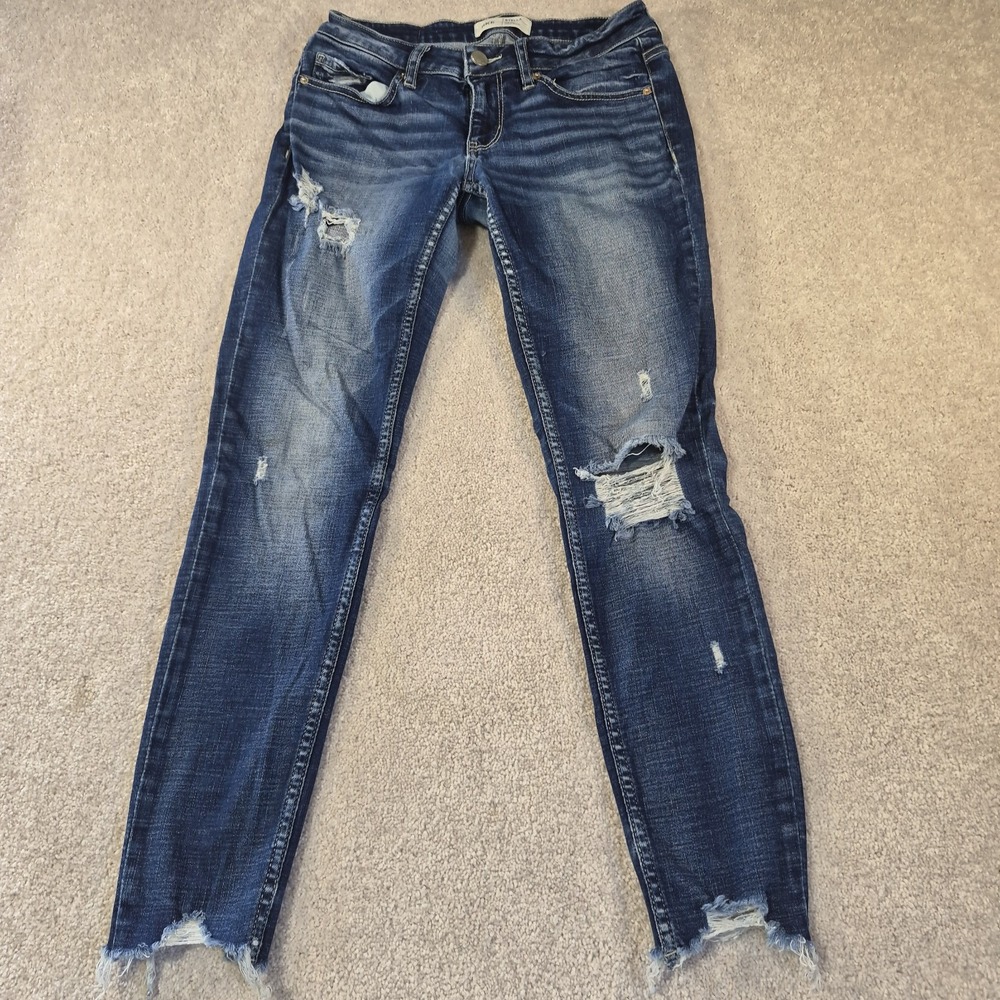 BKE Jeans Stella Womens 26x27  Distressed Raw Hem Slim Fit Low Rise Ankle Skinny